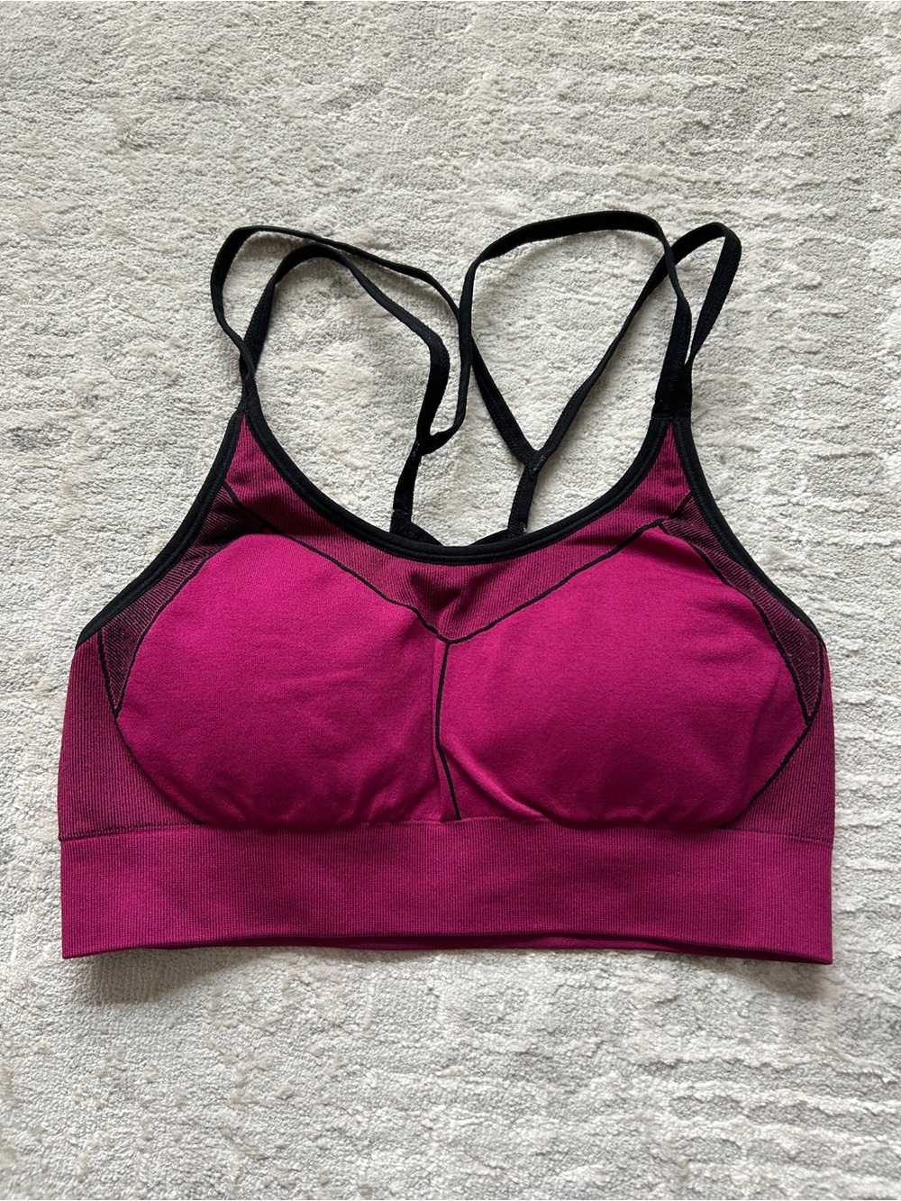 Champion pink sports bra with cups and black cross back straps size S